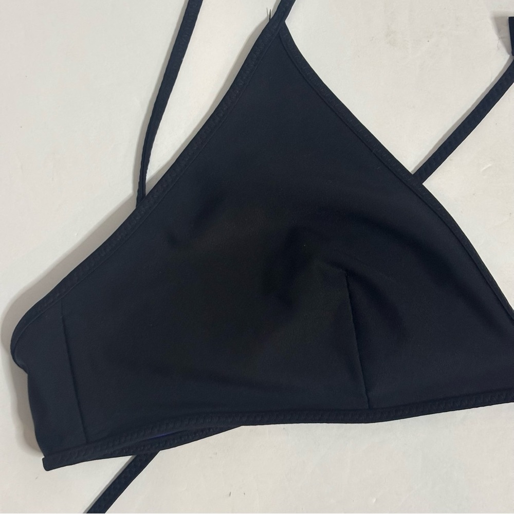 Lululemon Surf To Sand Black Blue Reversible Triangle Convertible Tie Bikini Top - Picture 6 of 9